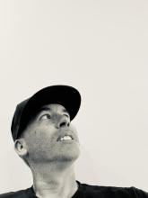 Jared looking up in BW